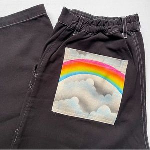Big Bud Press: Rainbow Airbrush Pocket Work Pants, Black